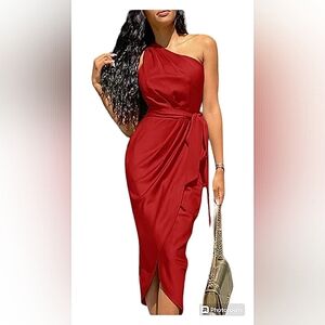 PRETTY GARDEN GORGEOUS CRIMSON WINE SATIN COCKTAIL DRESS SIZE XL